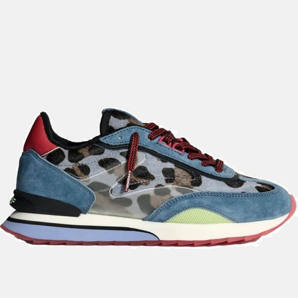 Multicolored sneaker with leopard print pattern on a light gray background Hoff Art Sneakers in Blue Animal Print