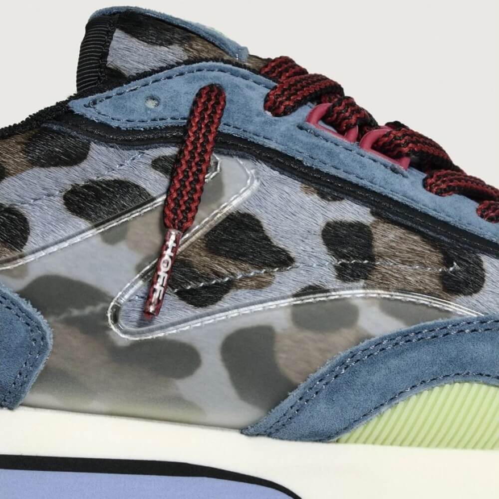 Multicolored sneaker with leopard print pattern on a light gray background Hoff Art Sneakers in Blue Animal Print