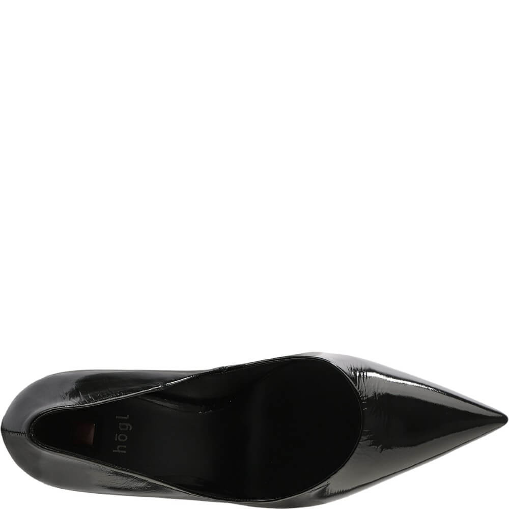 Black high-heeled shoe on a white background Hogl Marilyn Pointed patent leather pumps 11 7706