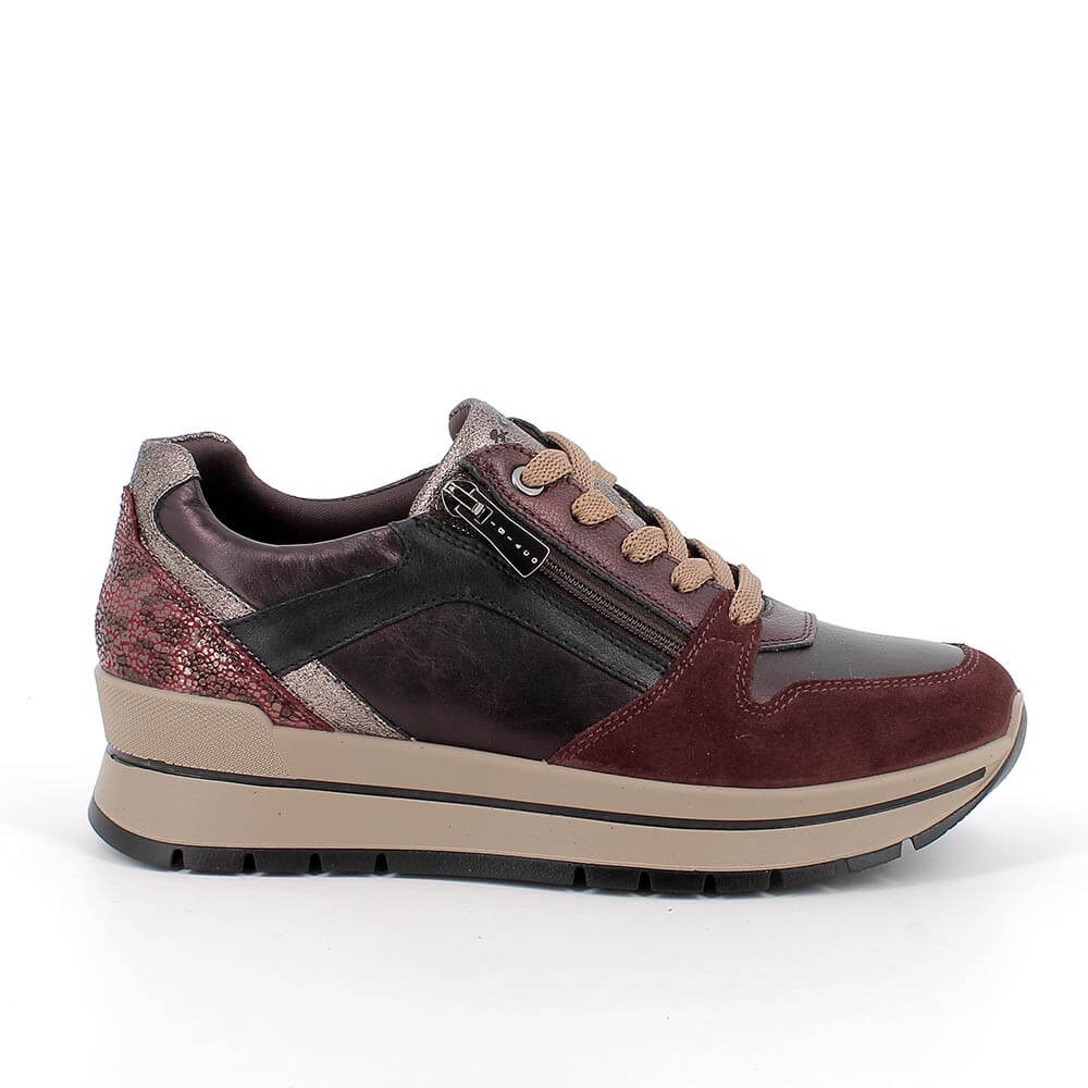 Burgundy multicoloured leather sneakers