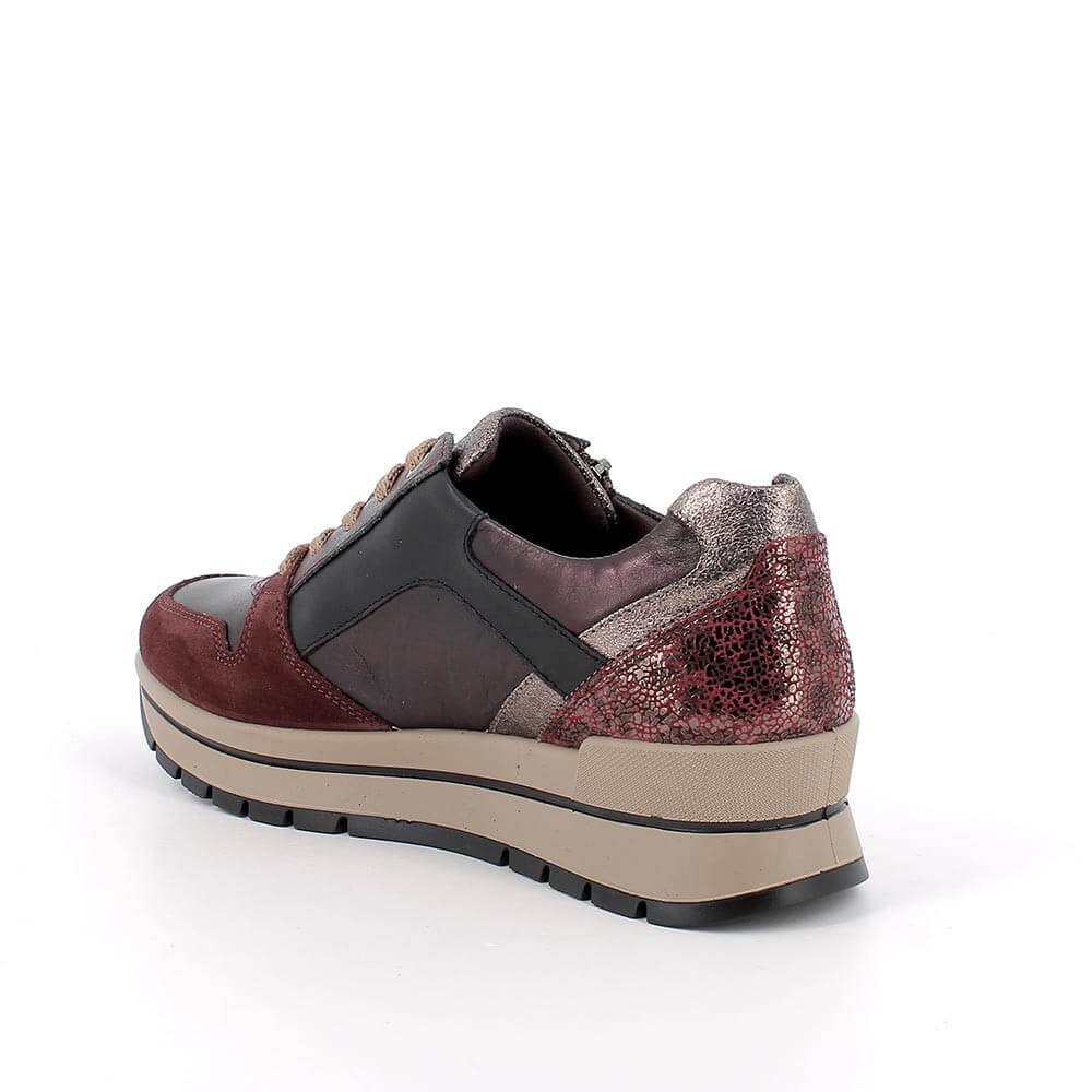 Burgundy multicoloured leather sneakers