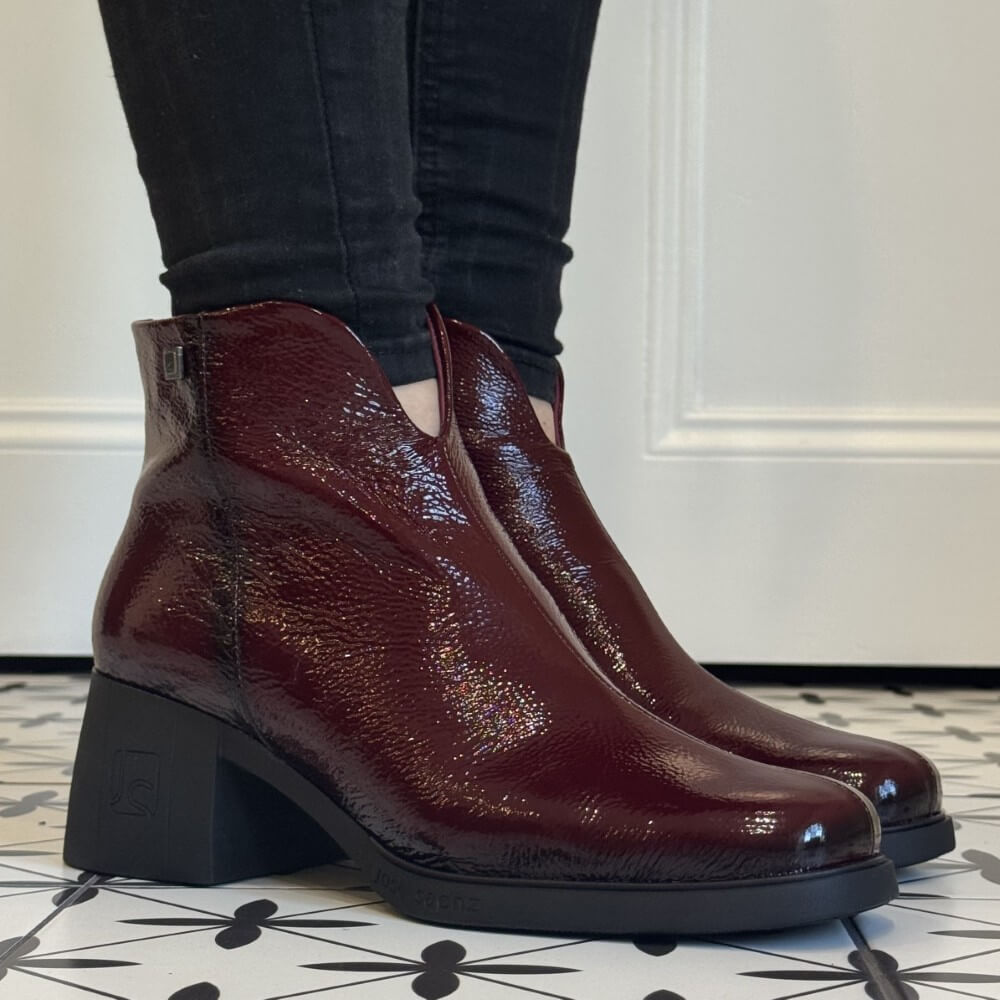 Jose Saenz Patent Leather Ankle Boot 5440-CHERRY RED