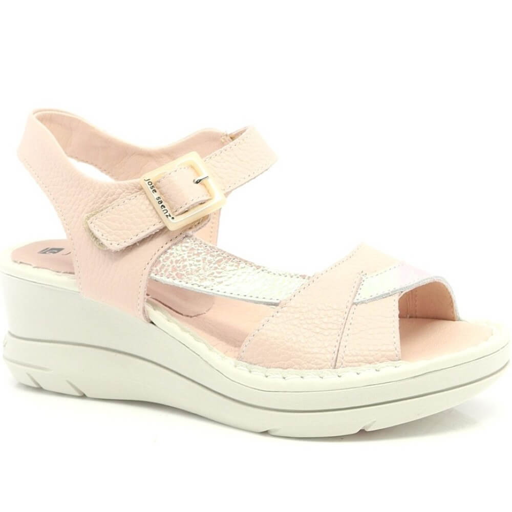Jose Saenz Wedge Leather Sandal 4217 -ROSE