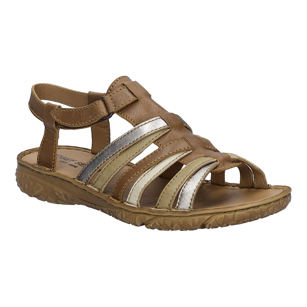 Josef seibel Brown fisherman sandal with metallic accents on a white background