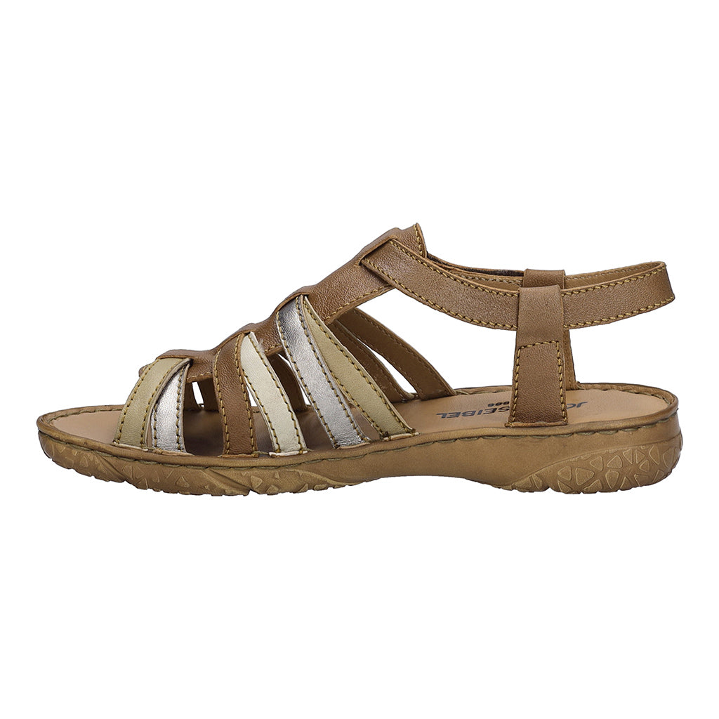 Josef seibel Brown fisherman sandal with metallic accents on a white background