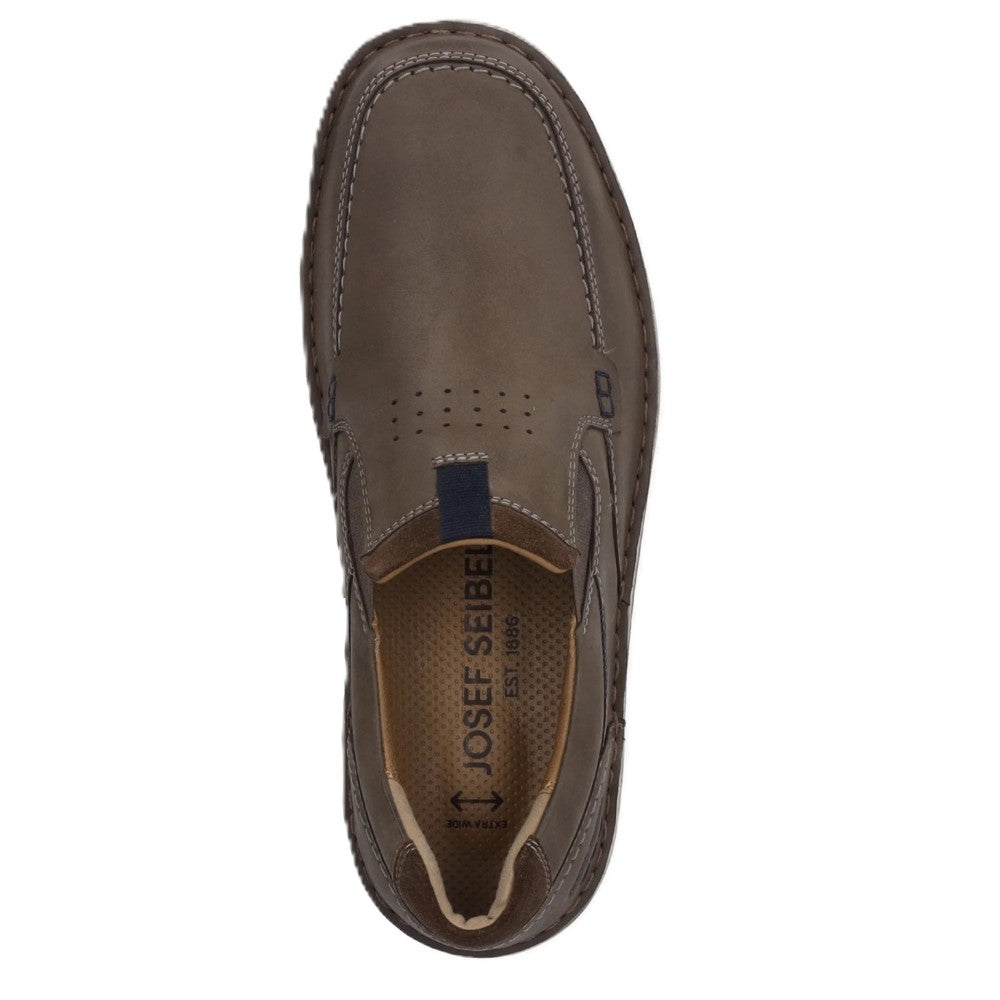 Josef Seibel Brown slip-on shoe with white sole on a white background