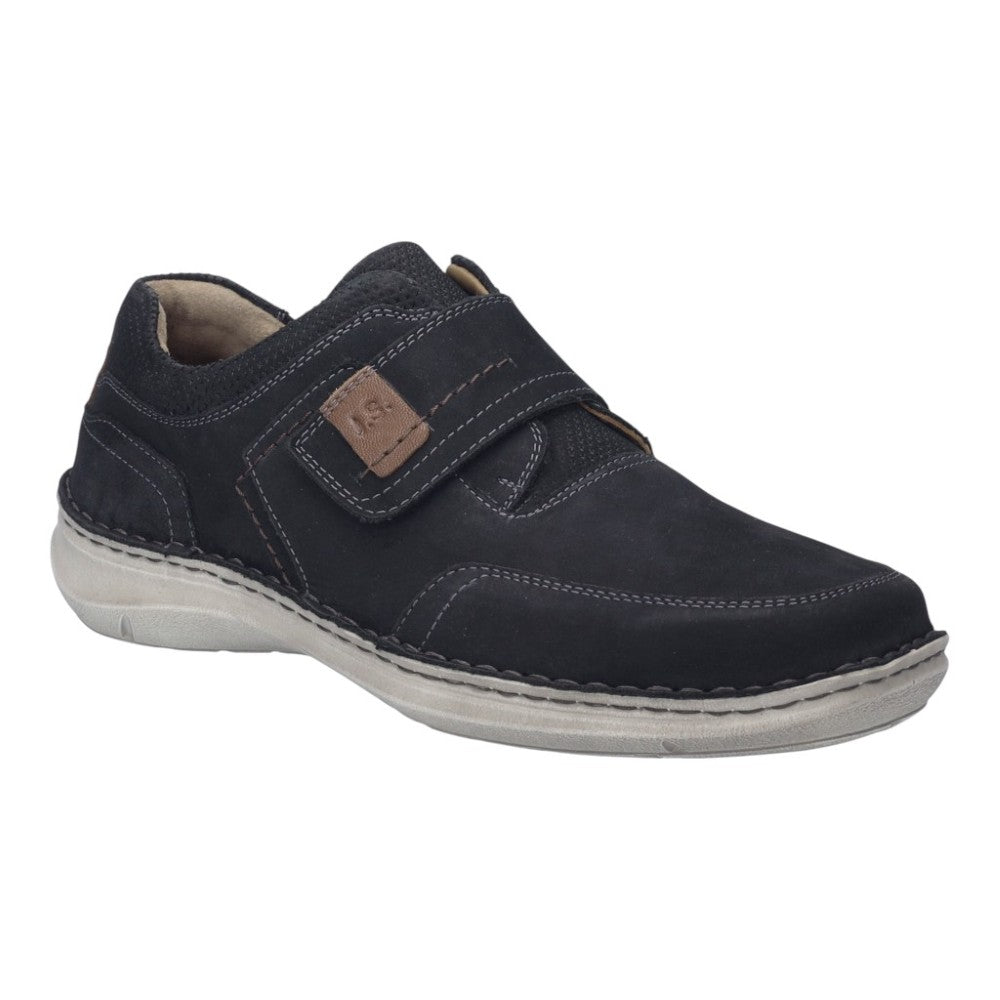 Josef Seibel Navy blue shoe with a Velcro strap on a white background