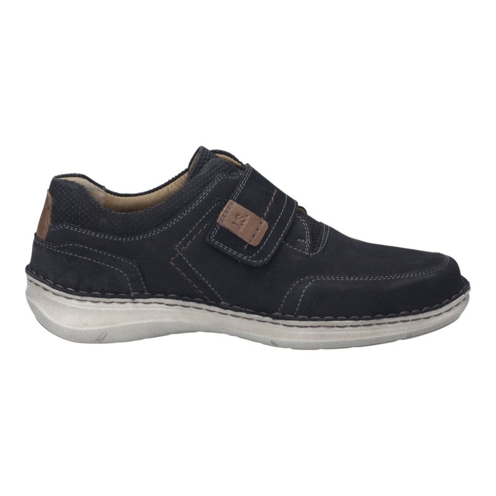  Josef Seibel Navy blue shoe with a Velcro strap on a white background