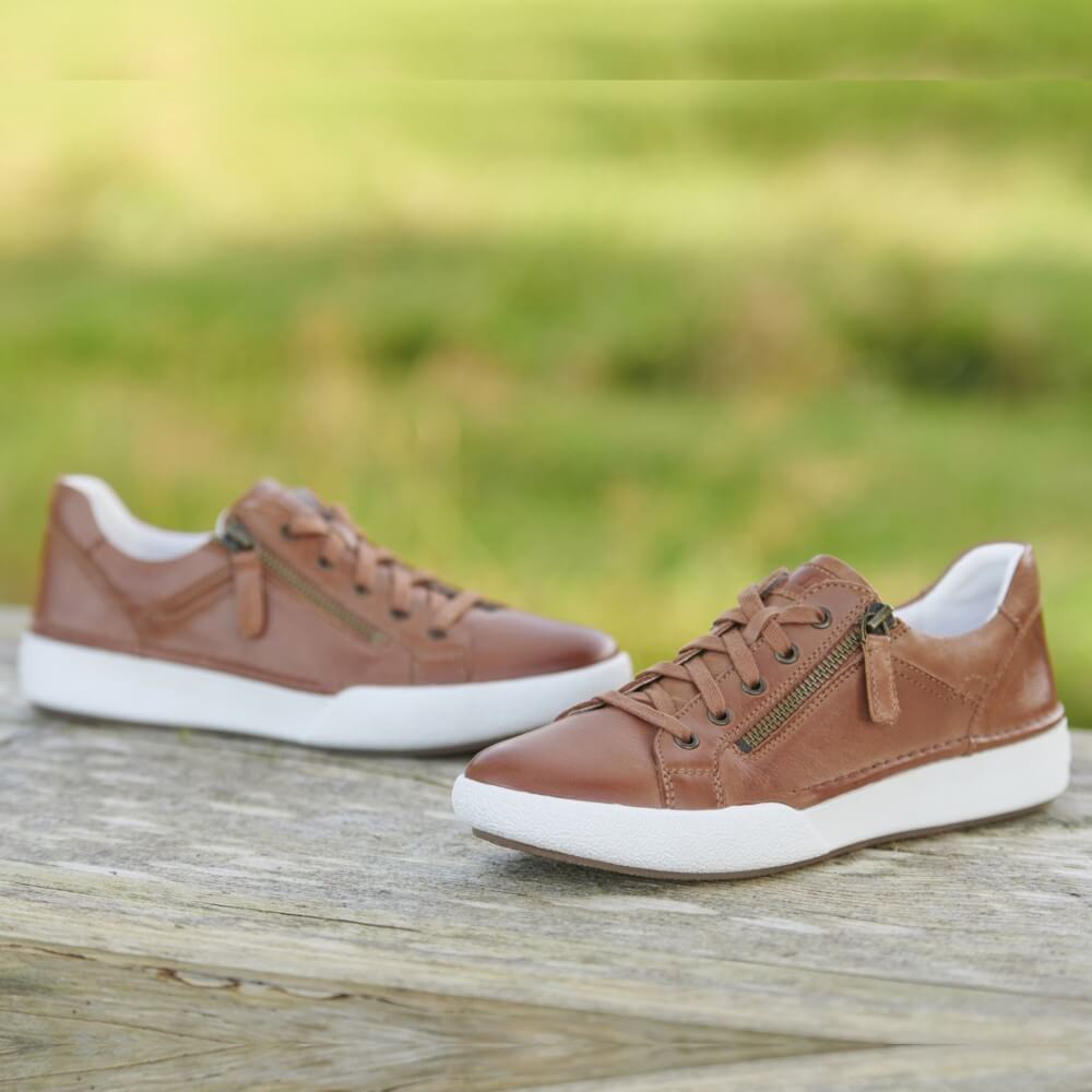 Josef Seibel Clair 03 Leather Trainer-CAMEL 69903