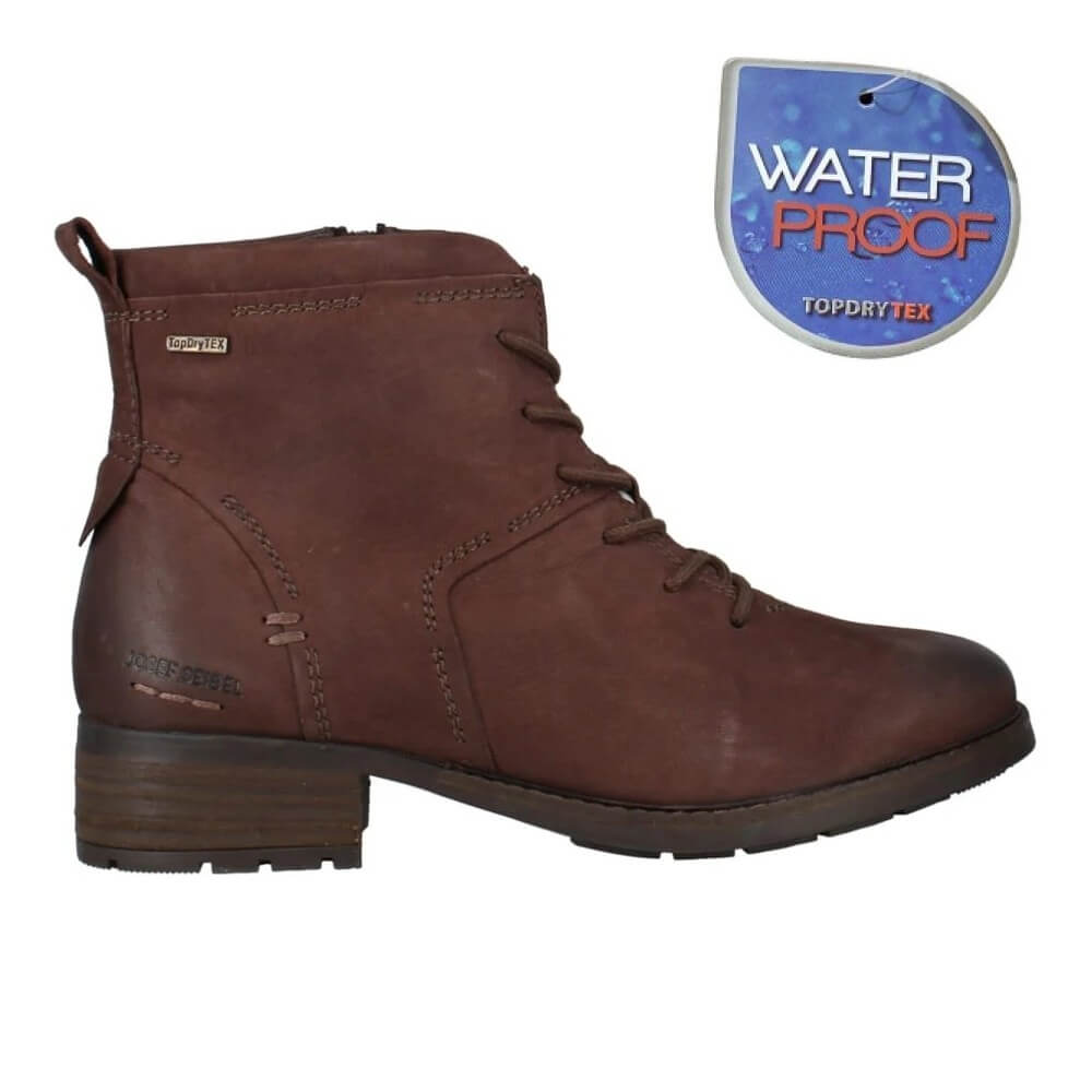 Josef Seibel Kate 52 Waterproof Moro Brown Leather Ankle Boot