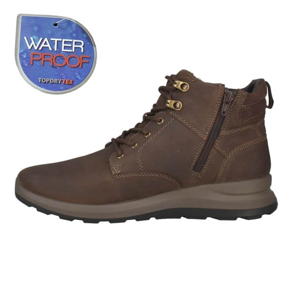 Josef Seibel MARLEY 53 Waterproof Ankle Boot with laces and a side zip on a white background