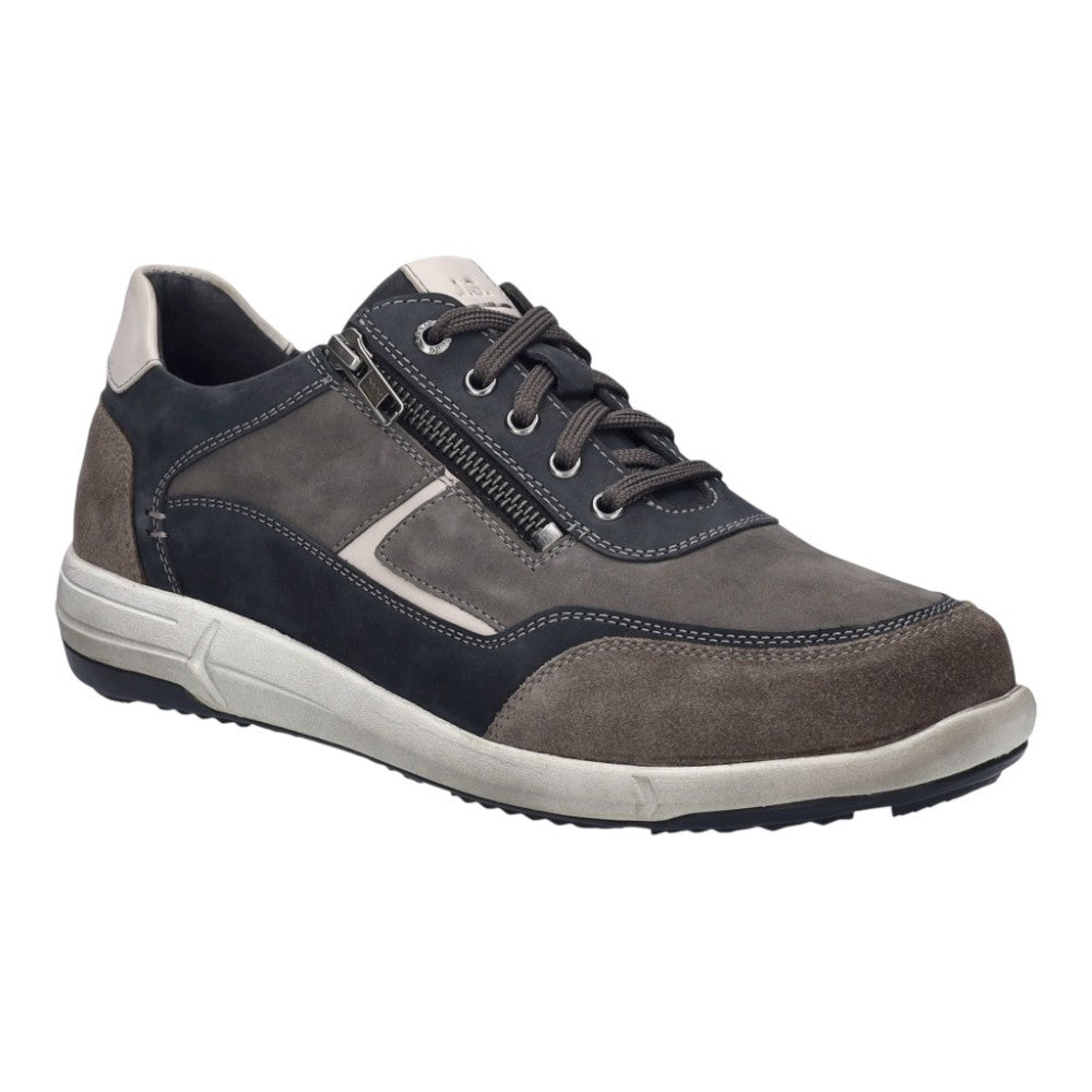 Josef Seibel grey laced shoe with a zip on a white background