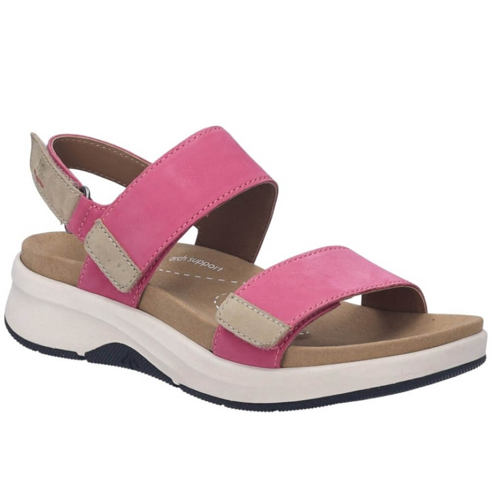 Josef Seibel Pink and beige sandal with a white sole