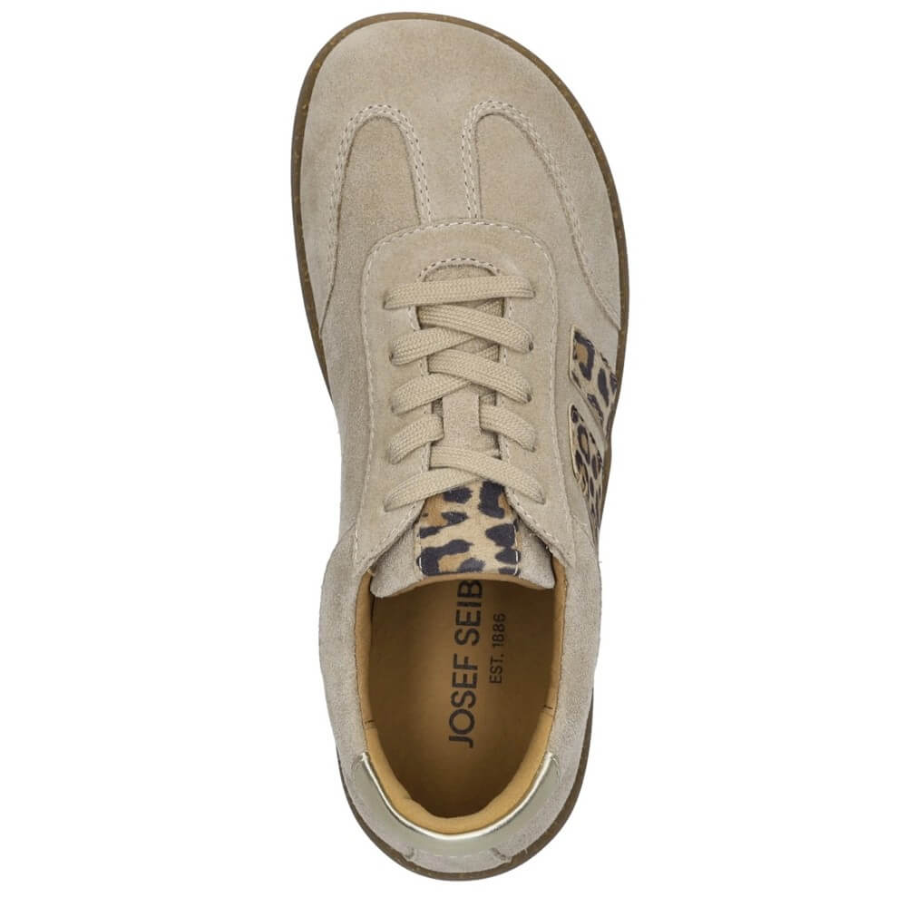 Josef Seibel Barefoot Beige sneaker with leopard print accents 