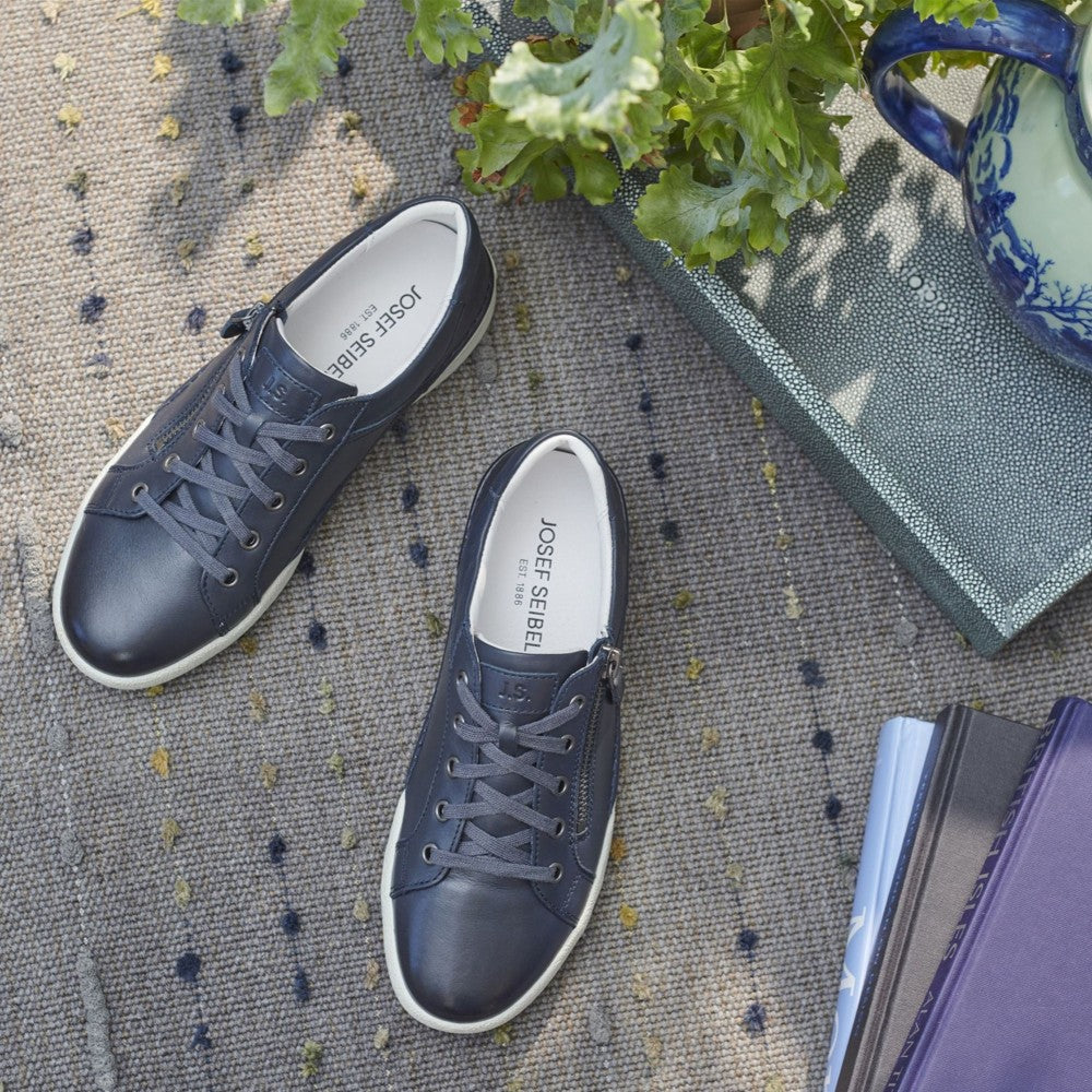 Josef Seibel Clair 03 Leather Trainer-INDIGO 69903