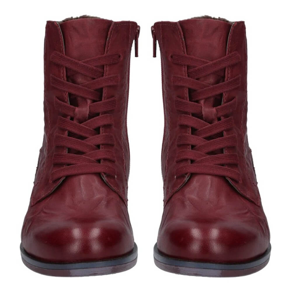 Pair of Red Leather Laced Ankle Boots