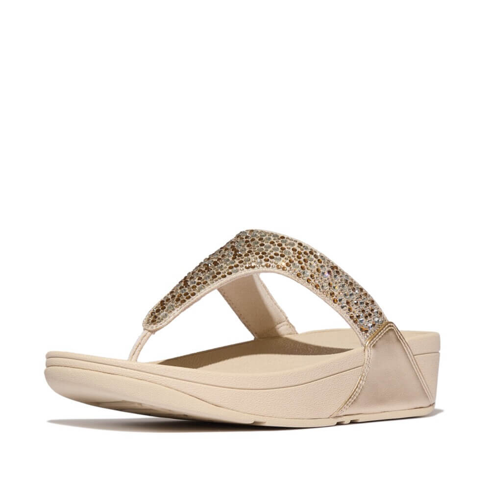 Fitflop Lulu Crystal Mix Metallic Toe-Post Sandals Platino