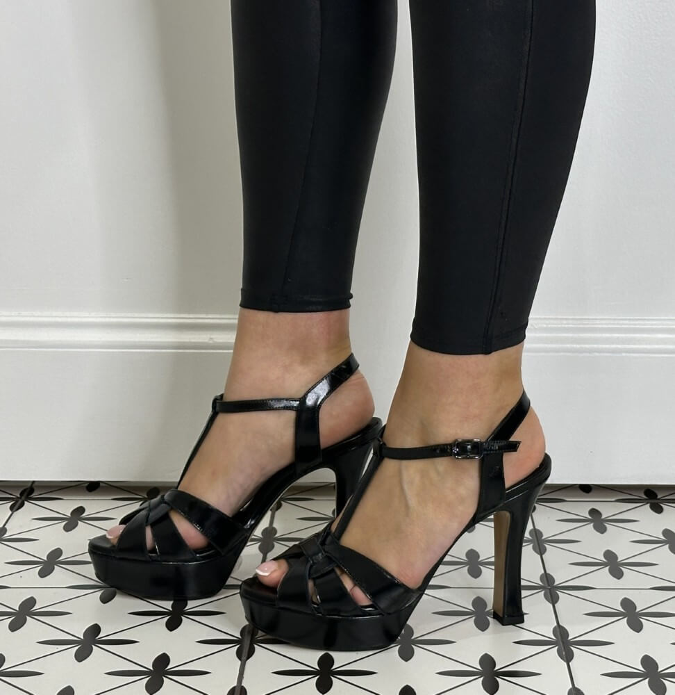 Lodi TARAN Platform Leather Sandals-BLACK