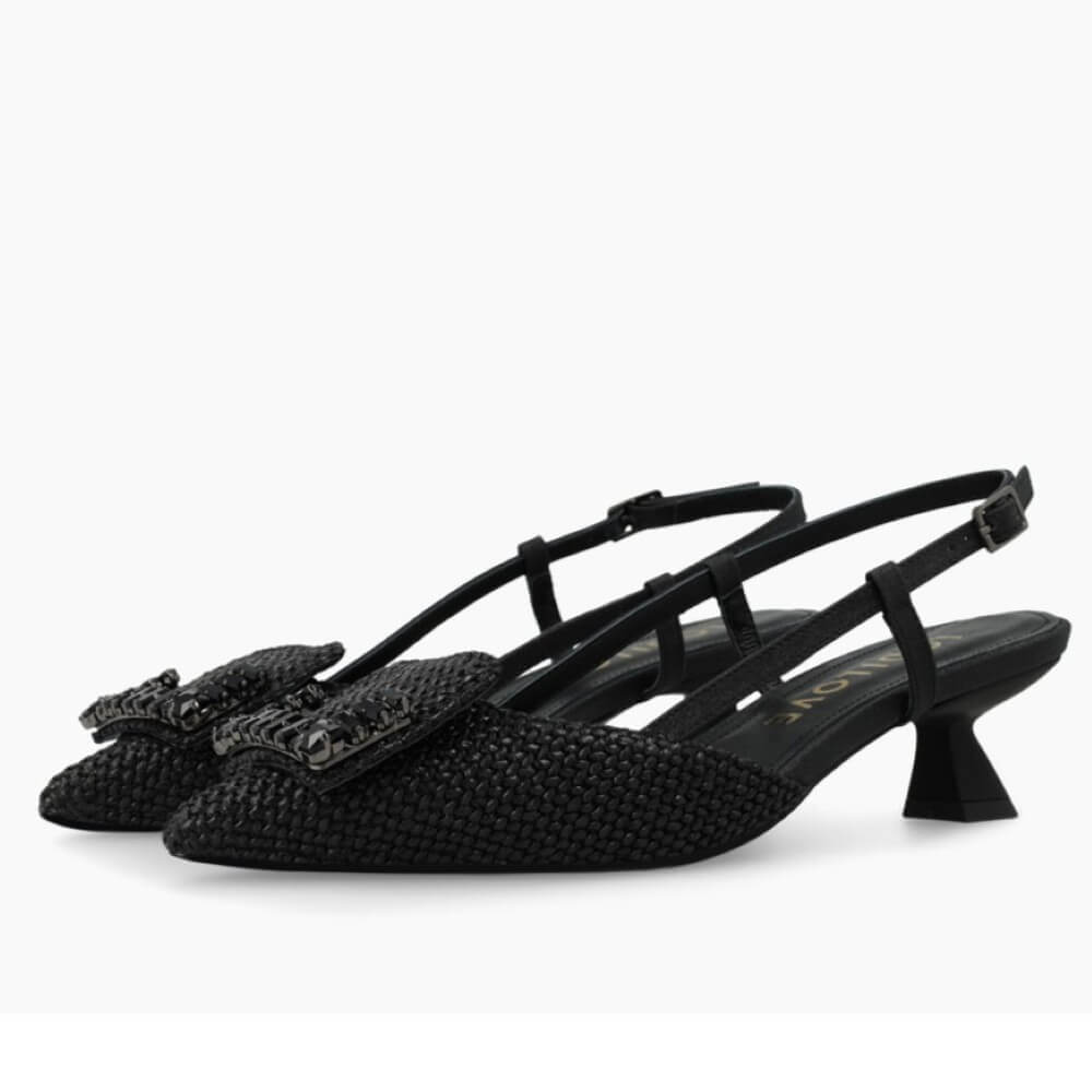 Lodi Raffia Slingbacks DA5502 in raffia-effect textile.