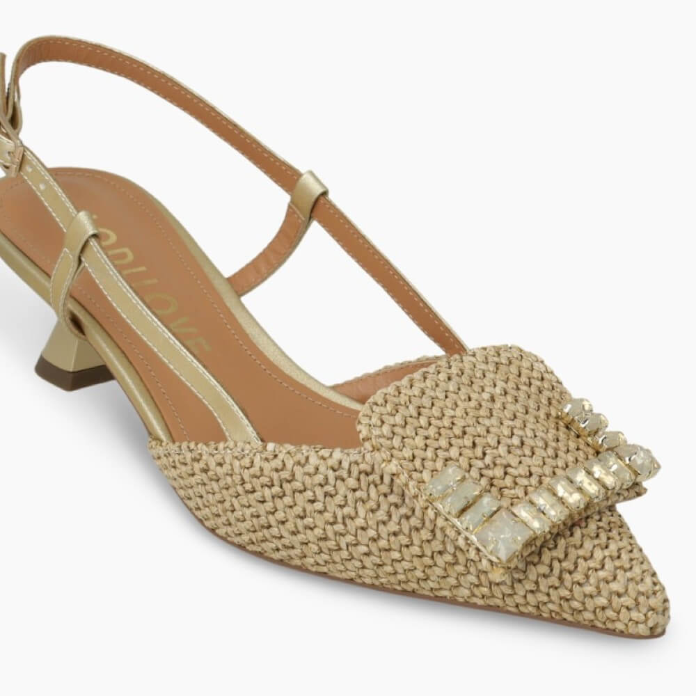 Lodi Raffia Slingbacks DA5502 in raffia-effect textile