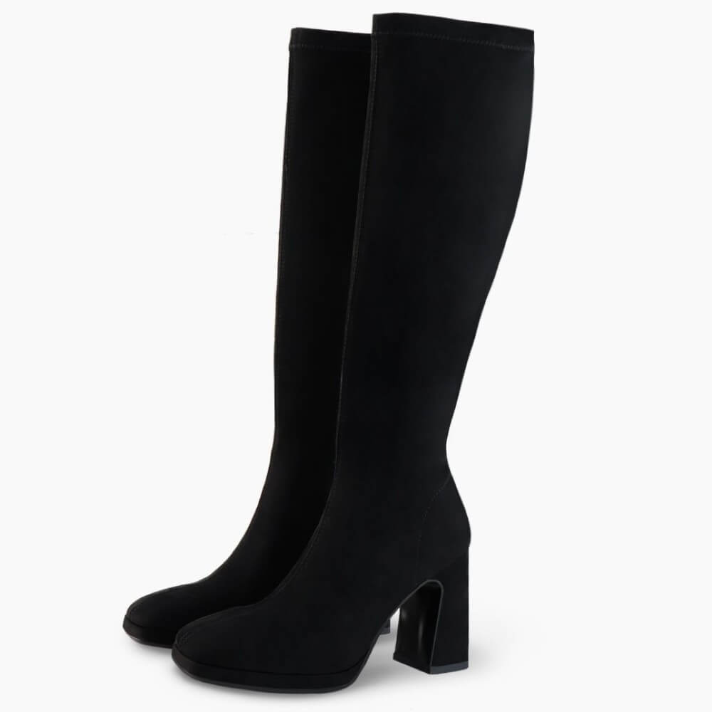 Knee High Black suede Boot Lodi A-Limbo Knee high suede boots Black