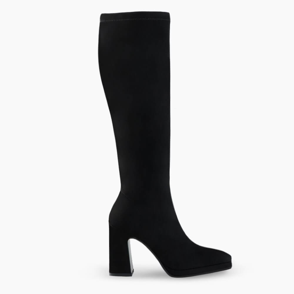 Knee High Black suede Boot Lodi A-Limbo Knee high suede boots Black