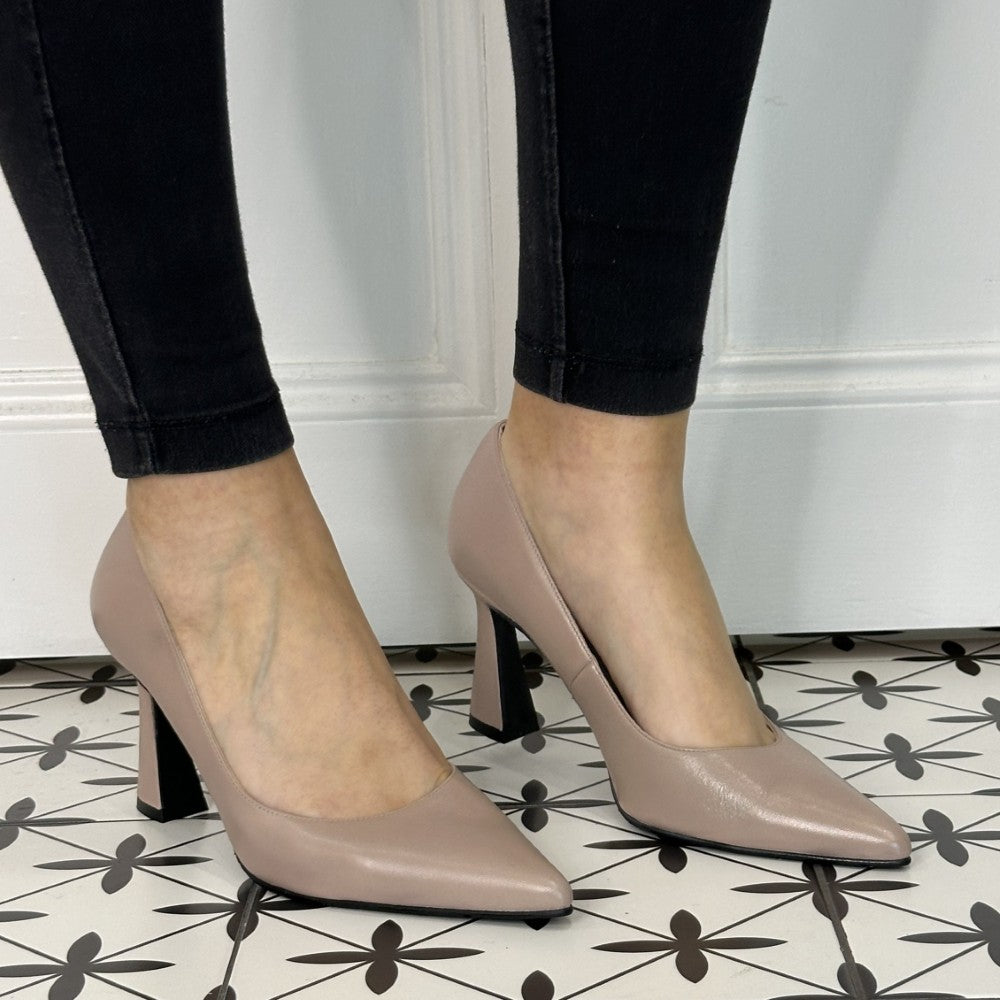Lodi ROA Leather High Heel Pumps Blush Nude