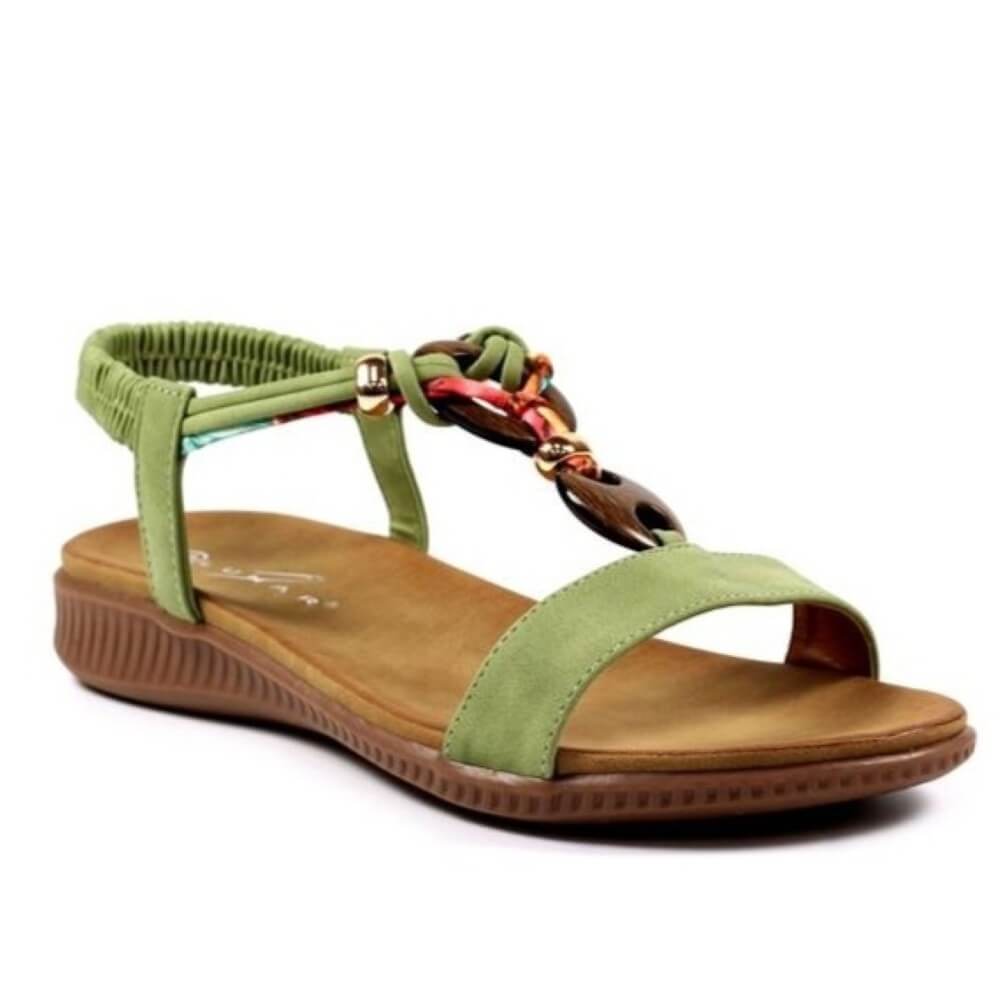 Lunar Brava khaki green sandal with beads