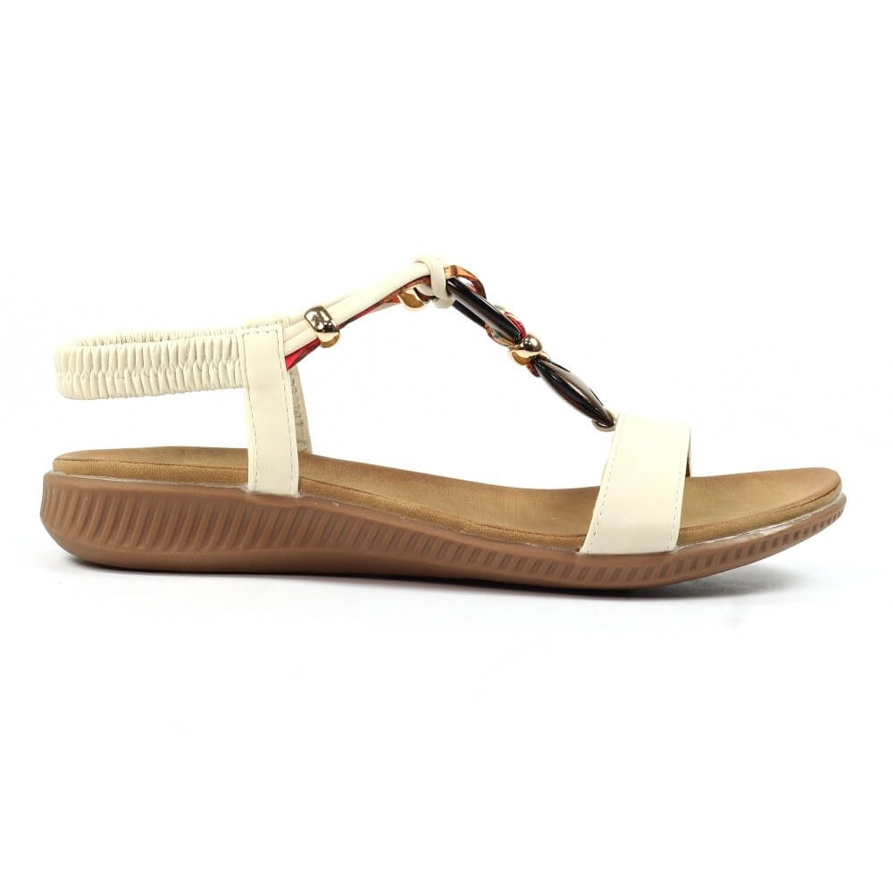 Lunar Brava white sandal with beads