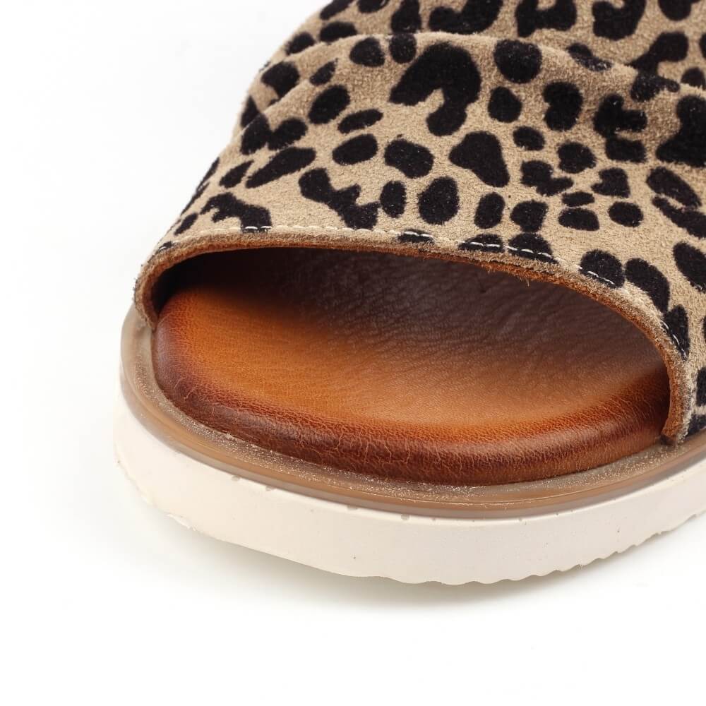 Lunar Steffi Ocelot Leopard Leather Wedge Sandal