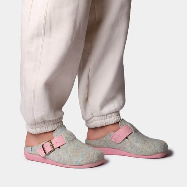 Multi Coloured Slipper on a pink sole