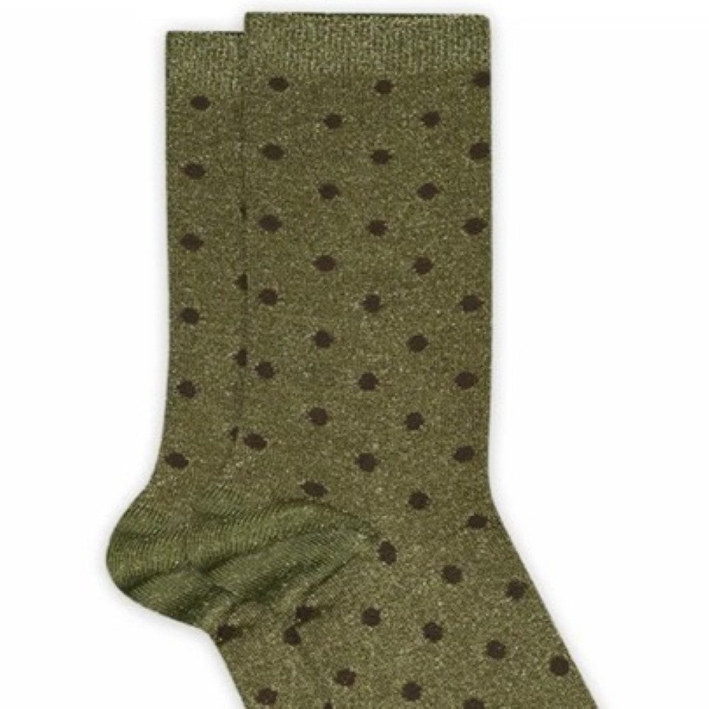 Olive Green Dotted Glitter Socks