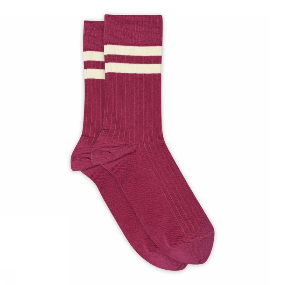Pink Cotton Socks with white stripes