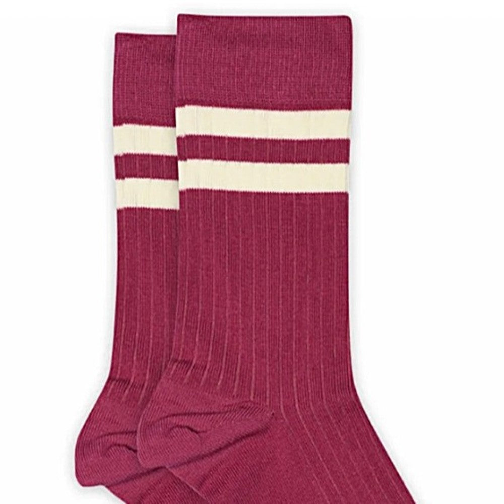 Pink Cotton Socks with white stripes