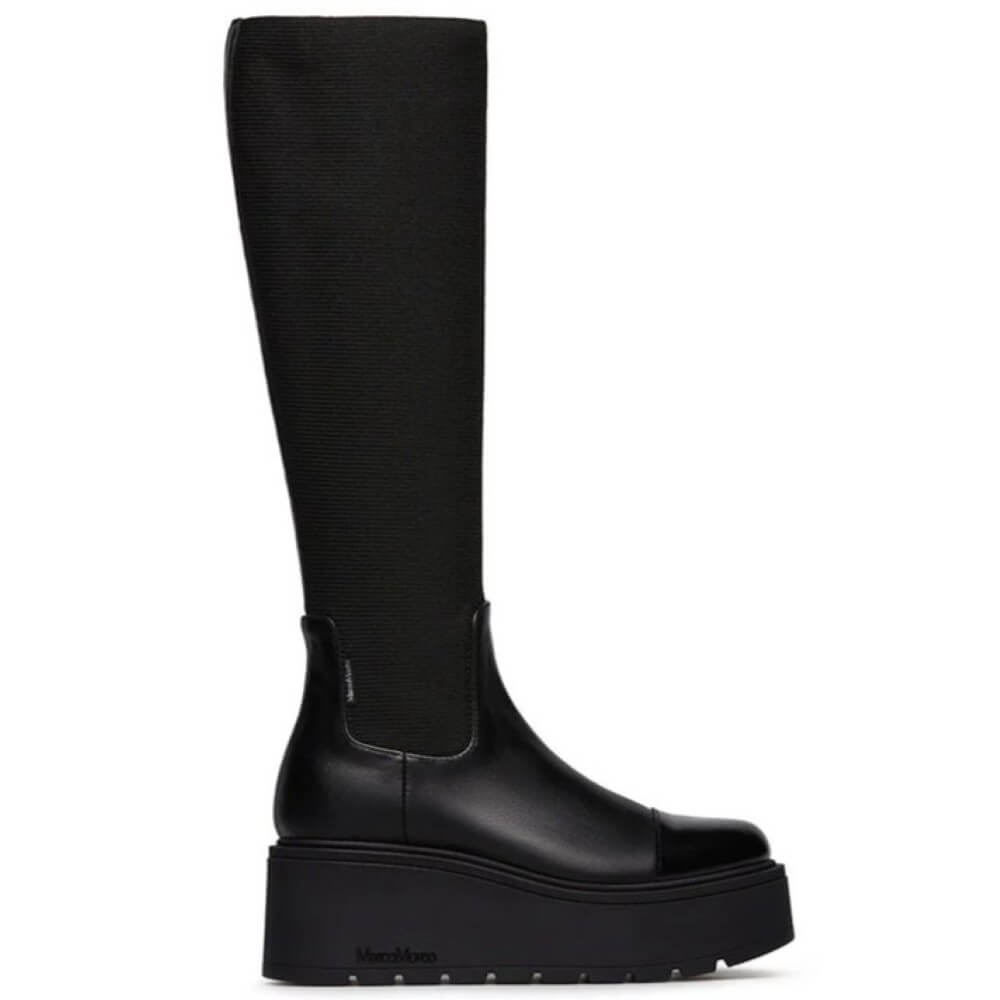 Black knee-high platform boot on a white background Marco Moreo Knee High Vale Kelly A134 Black