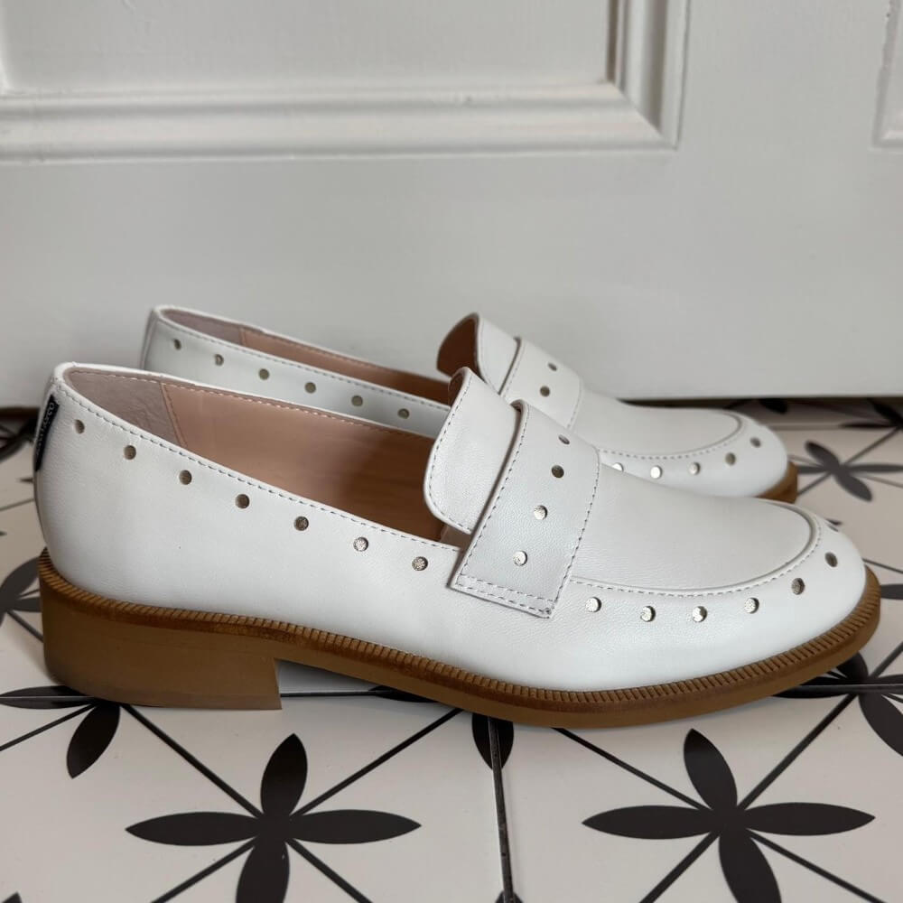 Marco Moreo White Leather Loafer with dots Maura X705