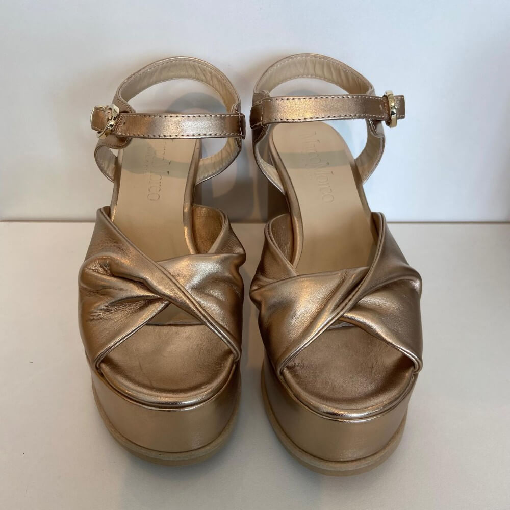 Marco Moreo X813 Luna Buenos Aires Platform Leather Sandal Gold