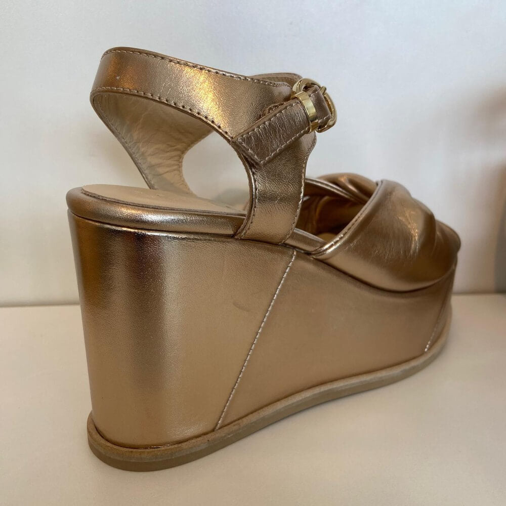 Marco Moreo X813 Luna Buenos Aires Platform Leather Sandal Gold