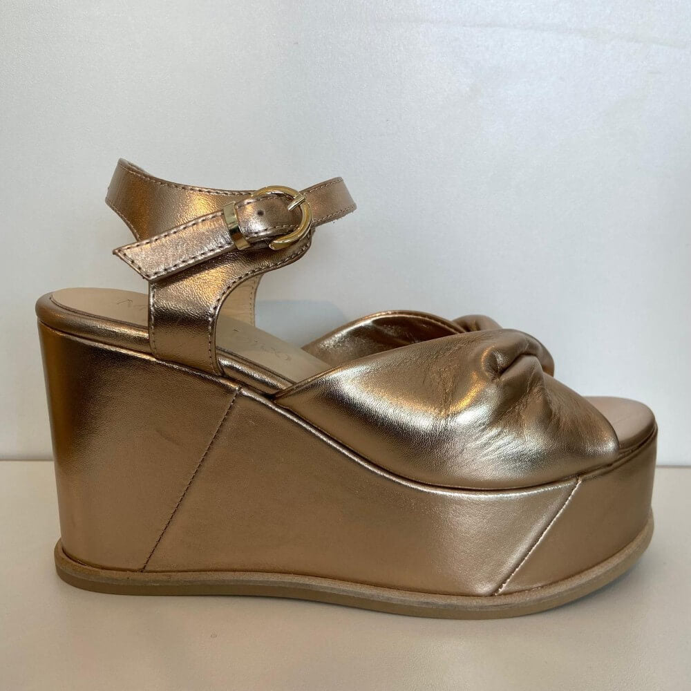 Marco Moreo X813 Luna Buenos Aires Platform Leather Sandal Gold