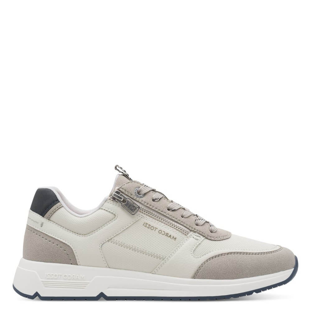 Marco Tozzi Gents Grey sneaker with white sole on a white background