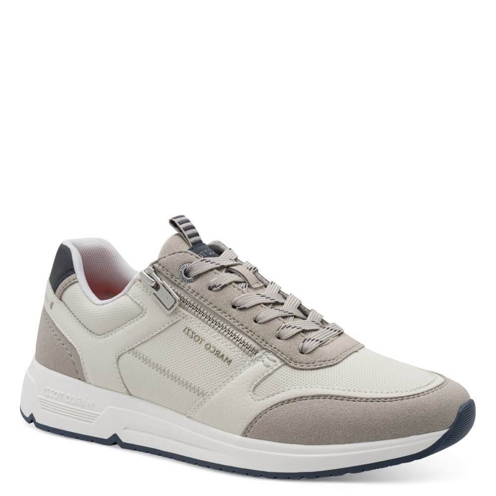 Marco Tozzi Gents Grey sneaker with white sole on a white background