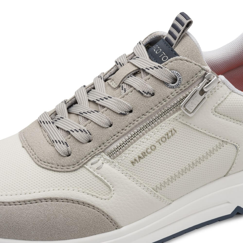 Marco Tozzi Gents Grey sneaker with white sole on a white background
