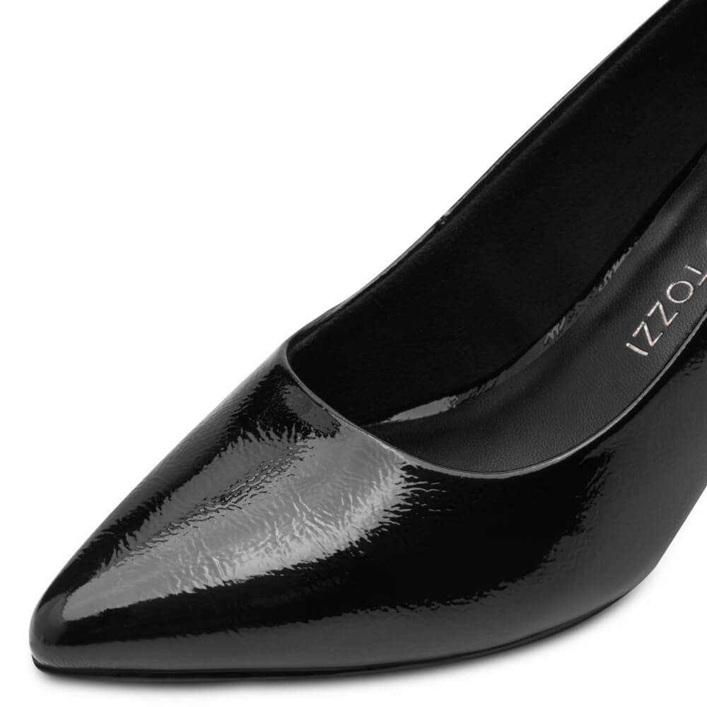 Marco Tozzi 2-22420 Vegan Patent Black Court Shoe