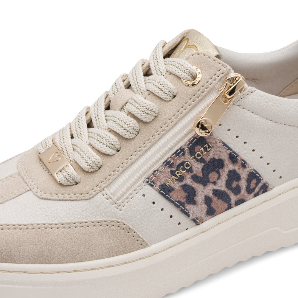 Marco Tozzi Beige and Leopard print sneaker