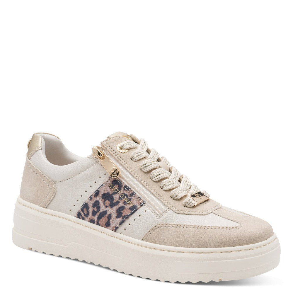 Marco Tozzi Beige and Leopard print sneaker