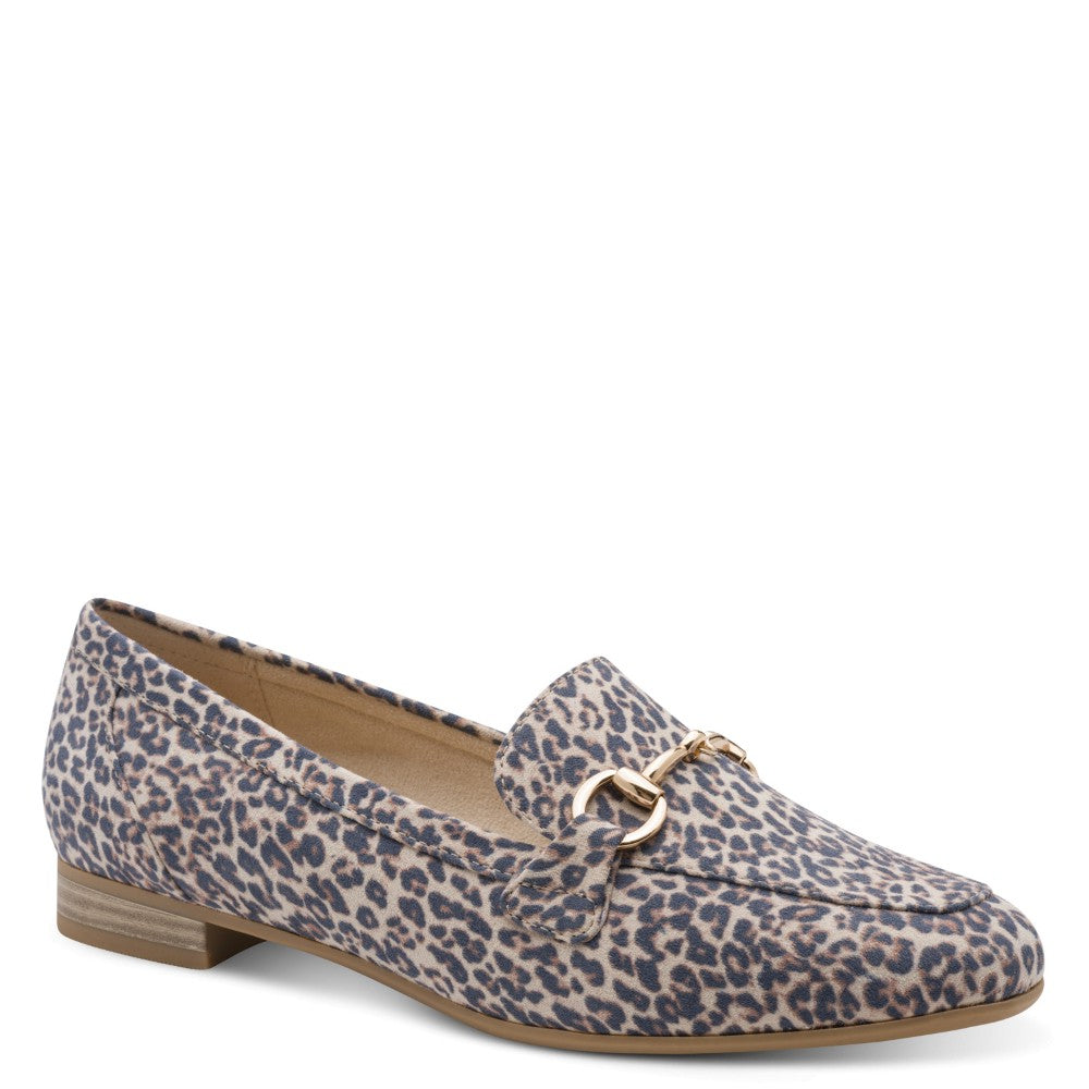 Marco Tozzi Leopard print loafer shoe on a white background