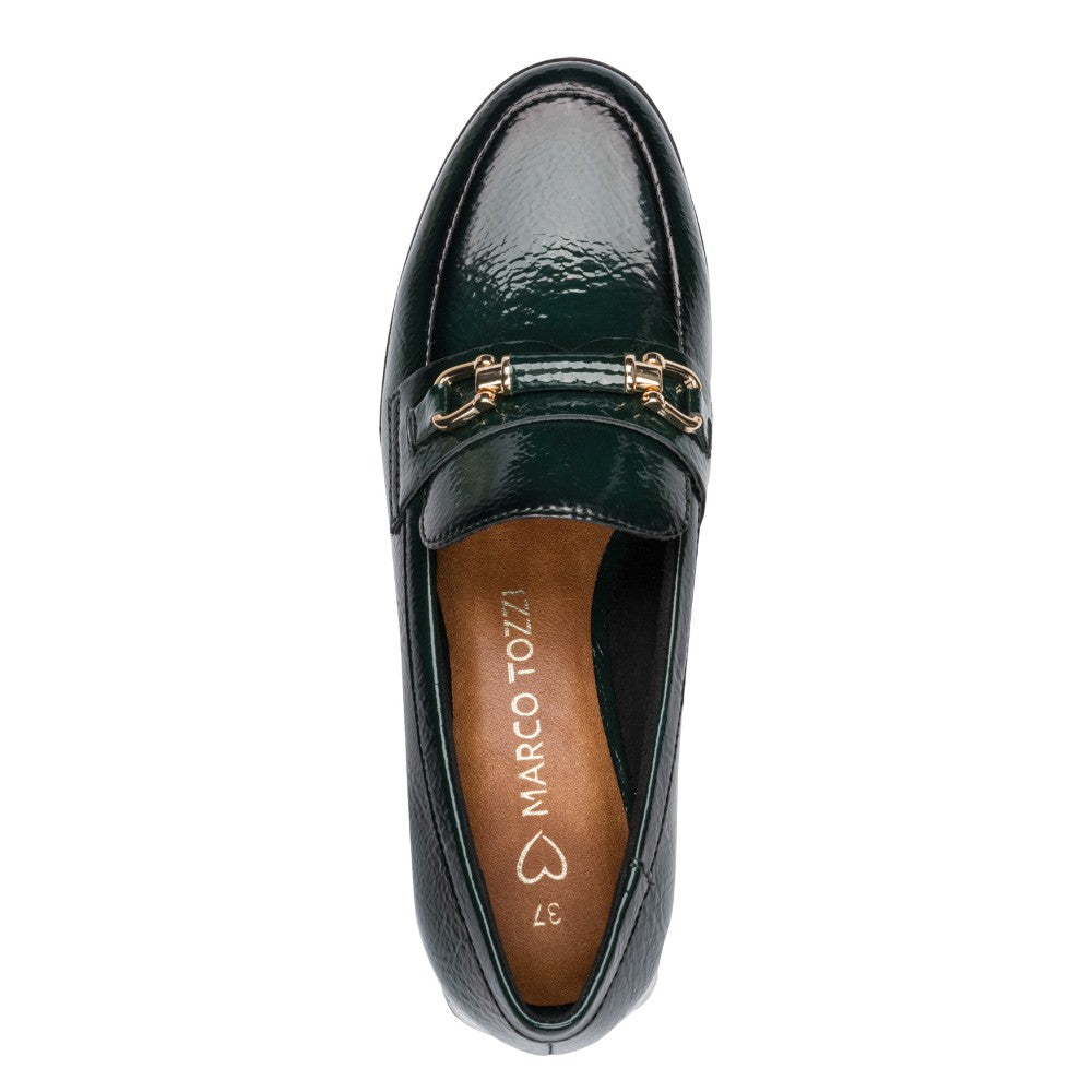 Marco Tozzi 2-24252 Vegan Patent Forest Green Loafer