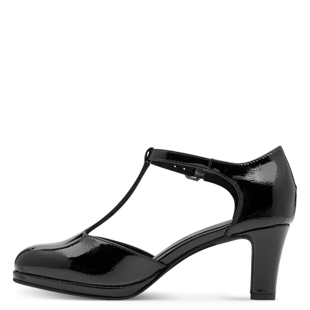 Marco Tozzi 2-24419 T-Bar Court Shoes Vegan Black Patent