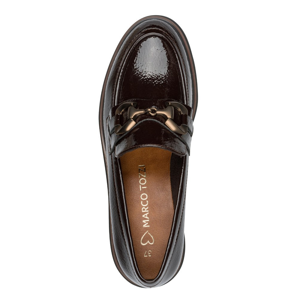 Marco Tozzi 2-24700 Mocca Brown Patent Vegan Loafer
