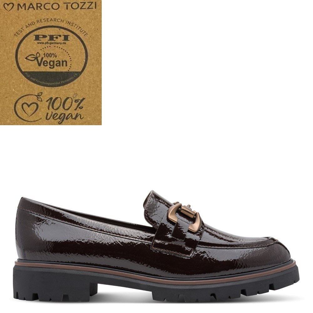 Marco Tozzi 2-24700 Mocca Brown Patent Vegan Loafer